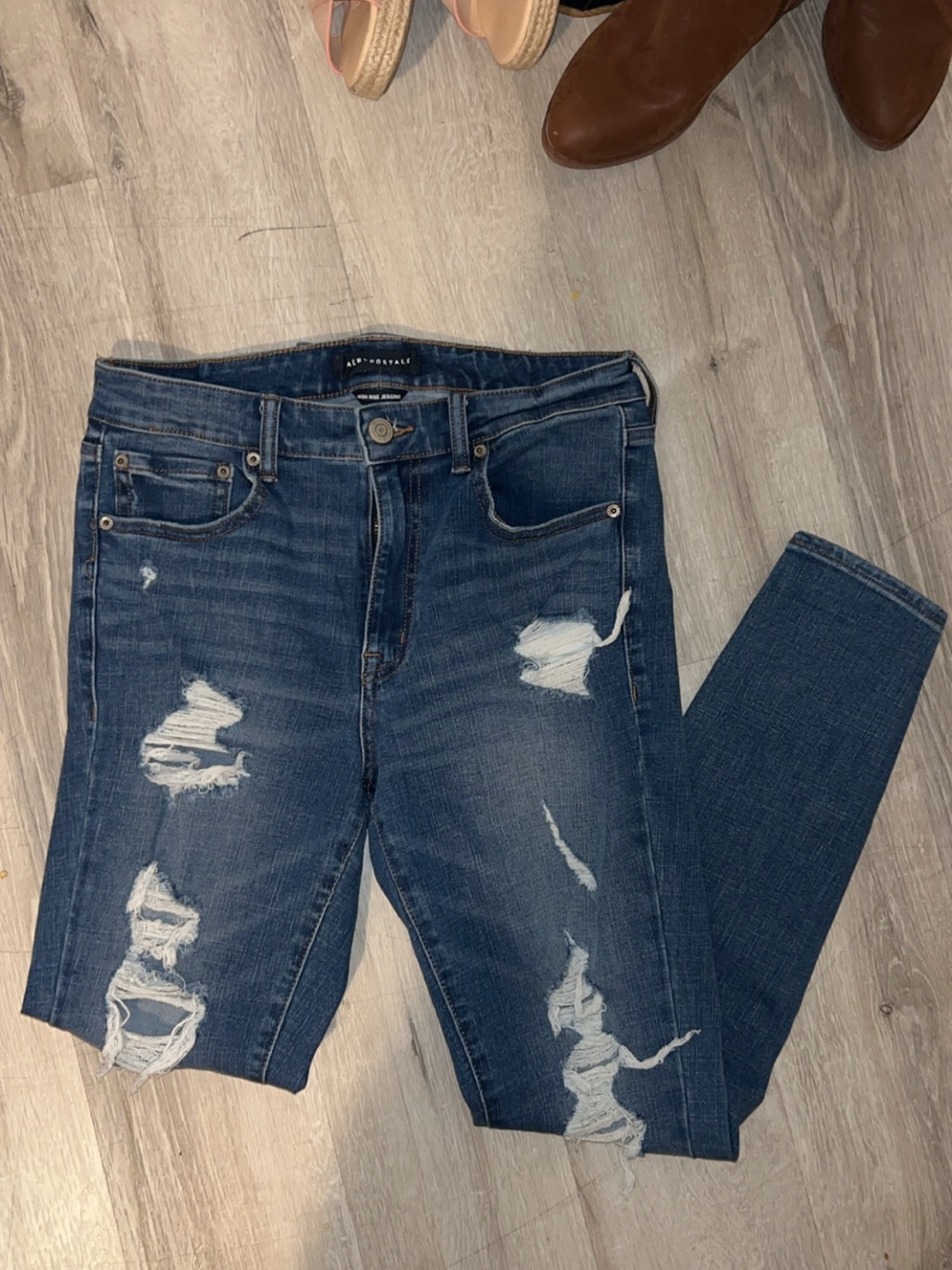 Aeropostale Dark Blue Distressed Skinny Jeans